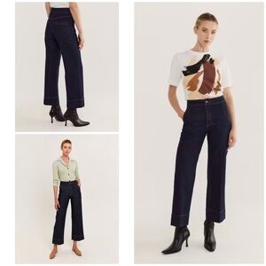 EUC SABA S/B/ Denim Dark Denim The Ava Cropped Wide Leg High Rise Jeans 30
